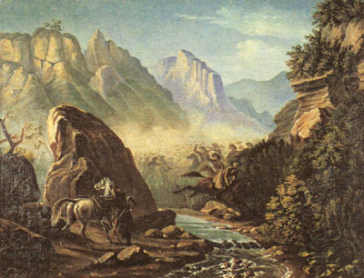 Перестрелка в горах Дагестана. Картина М. Ю. Лермонтова. 1837-1838 гг.